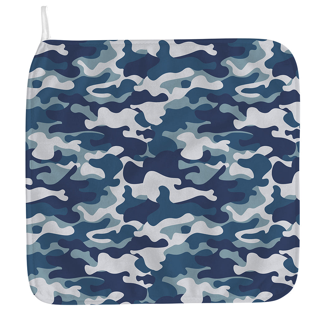 Blue And White Camouflage Print Hand Towel