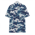 Blue And White Camouflage Print Hawaiian Shirt