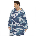 Blue And White Camouflage Print Hoodie Blanket