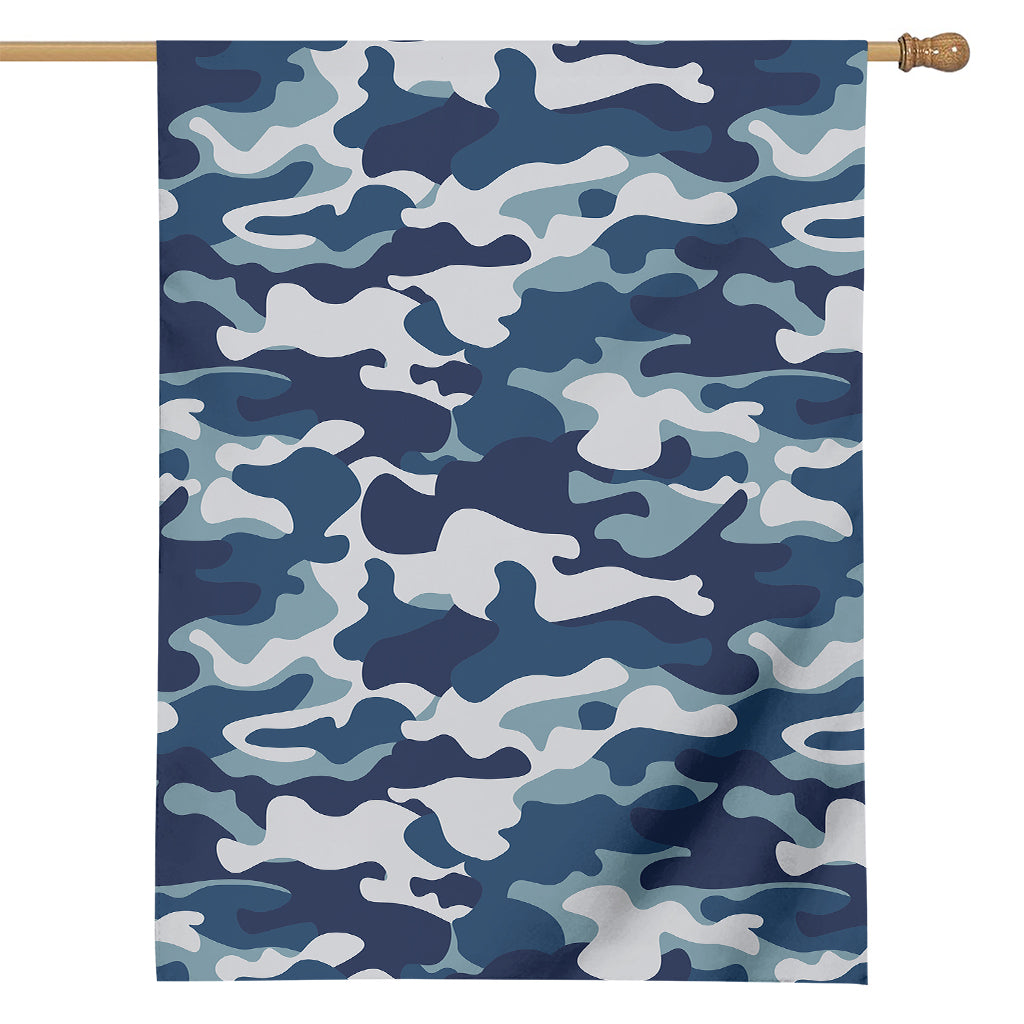 Blue And White Camouflage Print House Flag