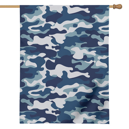 Blue And White Camouflage Print House Flag