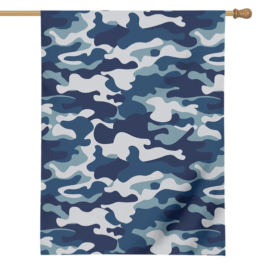 Blue And White Camouflage Print House Flag