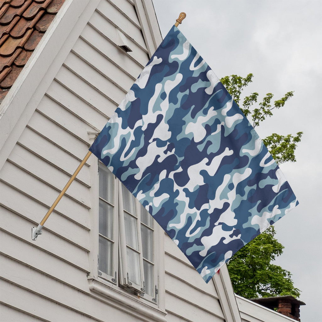 Blue And White Camouflage Print House Flag