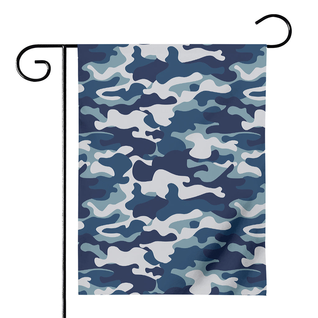 Blue And White Camouflage Print House Flag