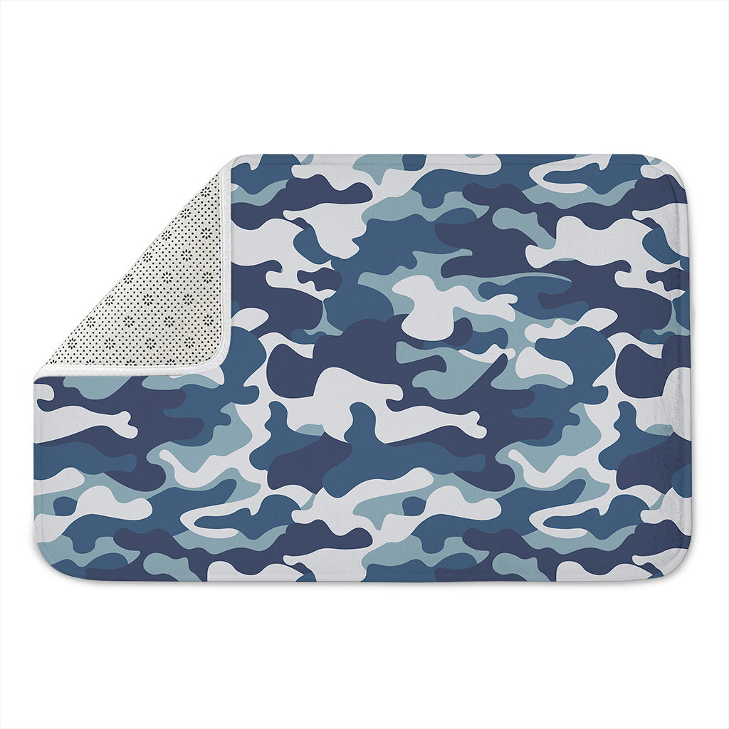 Blue And White Camouflage Print Indoor Door Mat