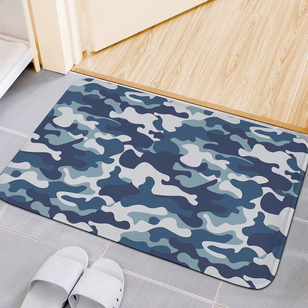 Blue And White Camouflage Print Indoor Door Mat