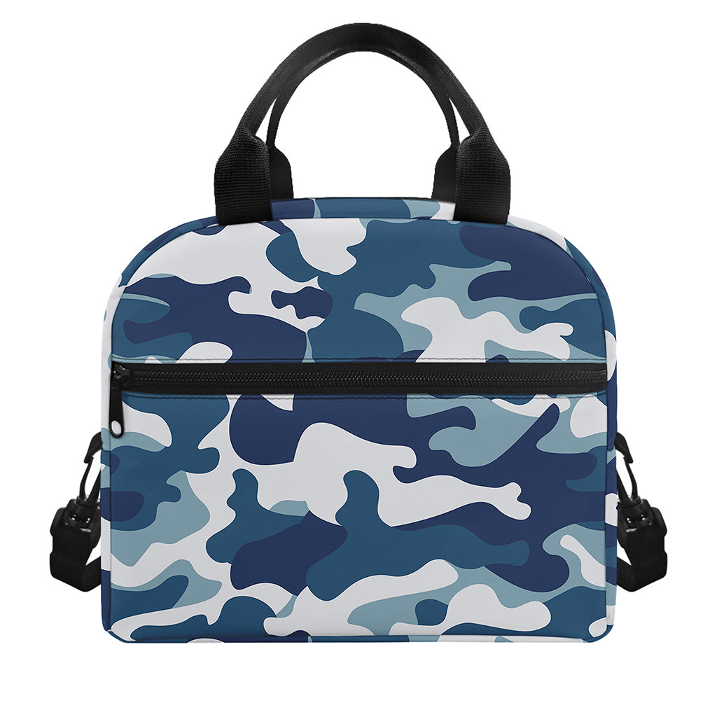 Blue And White Camouflage Print Insulated Lunch Bag