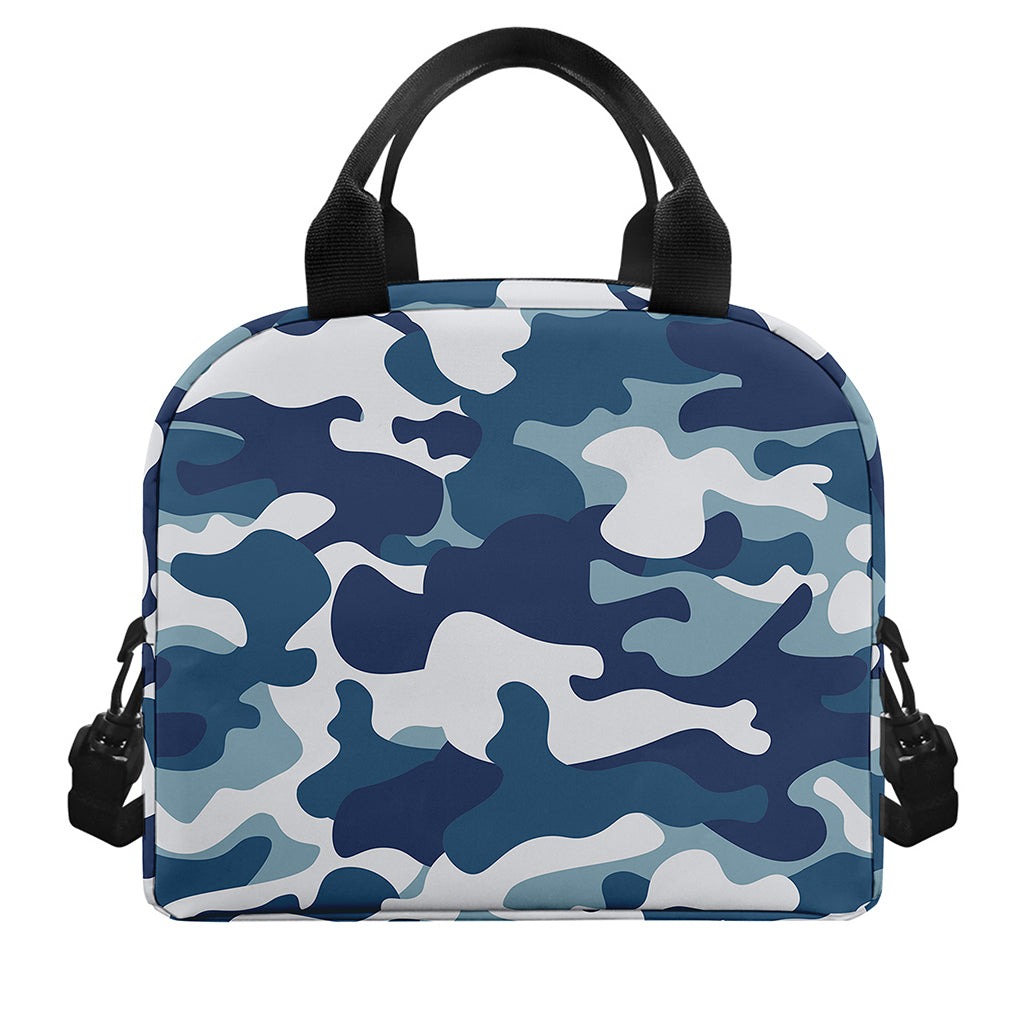 Blue And White Camouflage Print Insulated Lunch Bag
