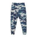 Blue And White Camouflage Print Jogger Pants