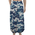 Blue And White Camouflage Print Lantern Pants