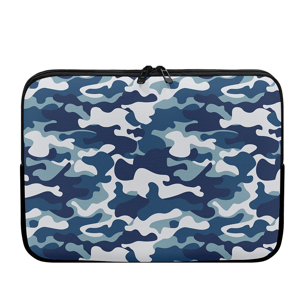 Blue And White Camouflage Print Laptop Sleeve