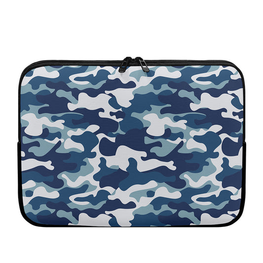 Blue And White Camouflage Print Laptop Sleeve