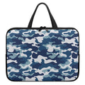 Blue And White Camouflage Print Laptop Sleeve With Handle