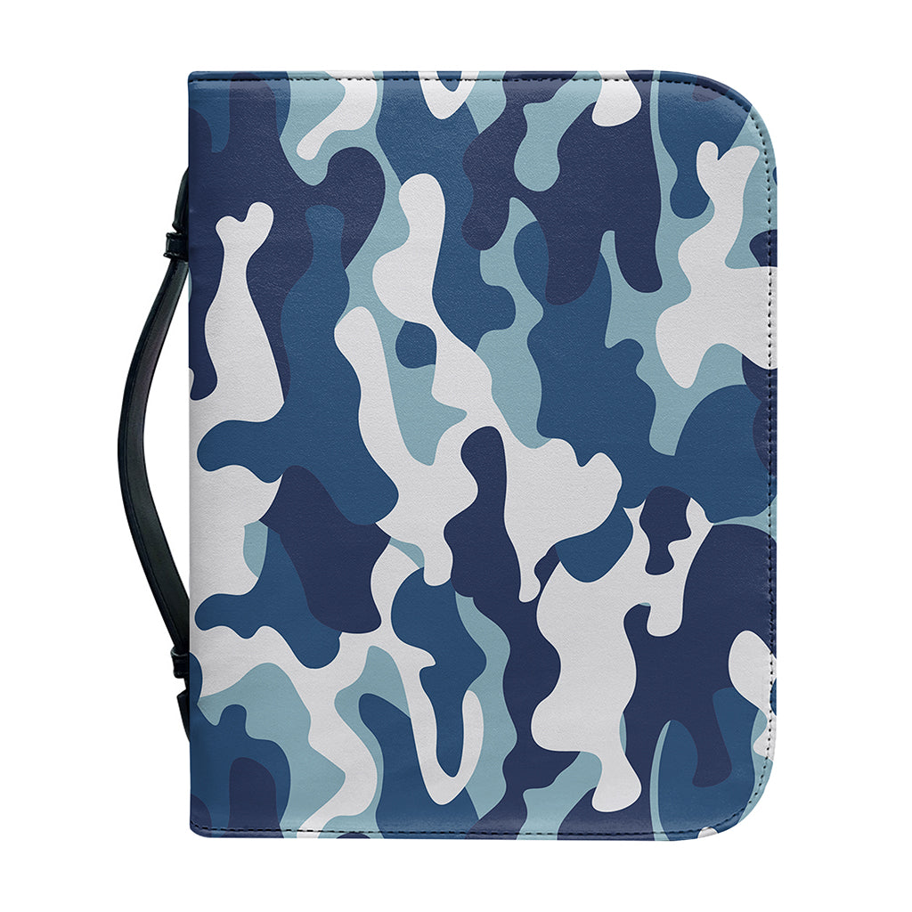 Blue And White Camouflage Print Leather Bible Cover