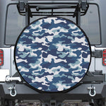 Blue And White Camouflage Print Leather Spare Tire Cover