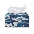 Blue And White Camouflage Print Leather Tissue Box Cover