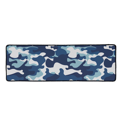 Blue And White Camouflage Print Long Kitchen Mat