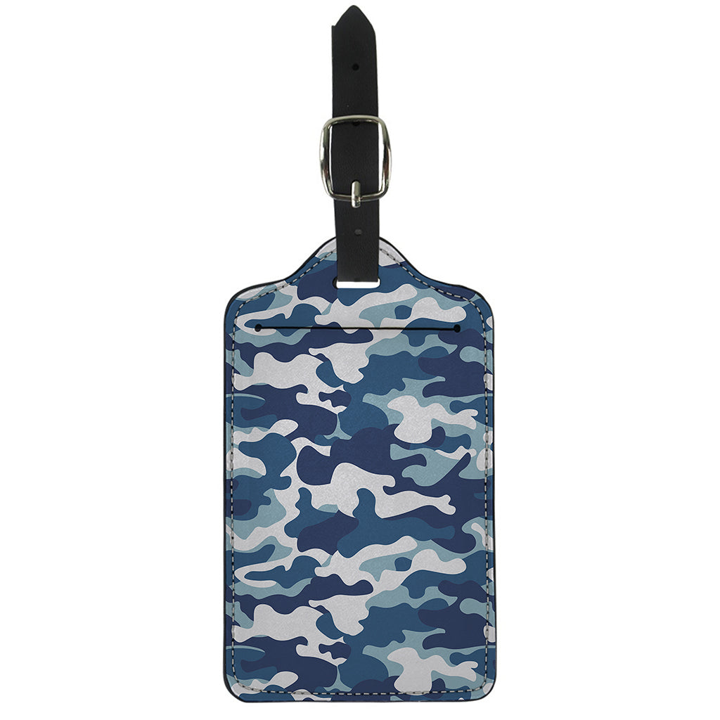 Blue And White Camouflage Print Luggage Tag