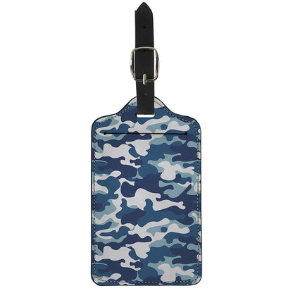 Blue And White Camouflage Print Luggage Tag