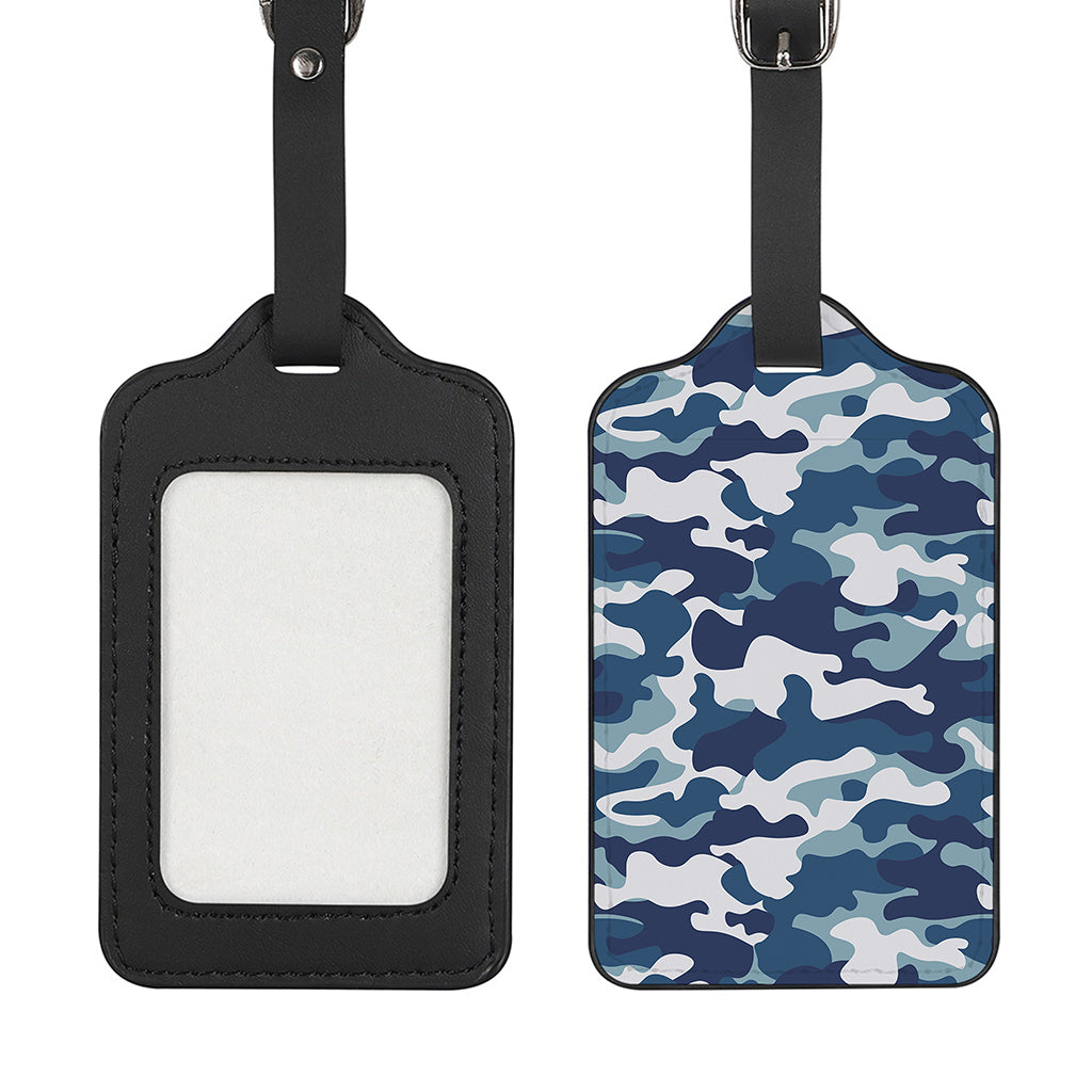 Blue And White Camouflage Print Luggage Tag