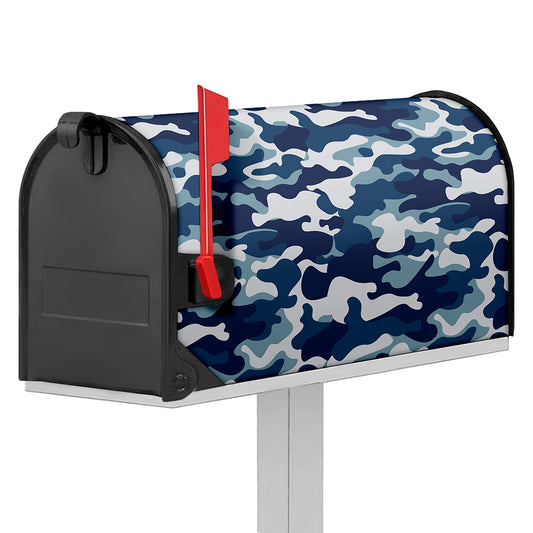 Blue And White Camouflage Print Mailbox Cover