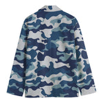Blue And White Camouflage Print Men's Blazer