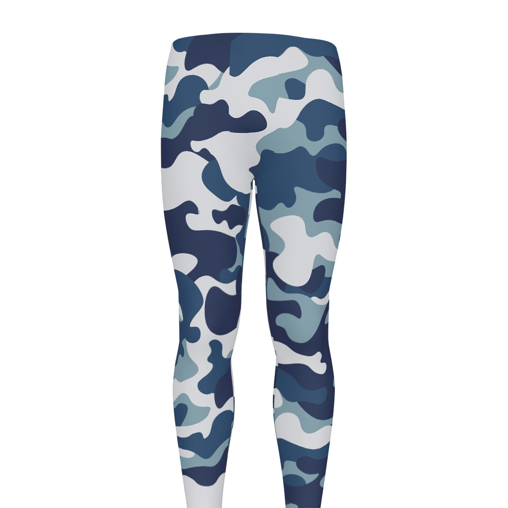 Blue And White Camouflage Print Men's leggings