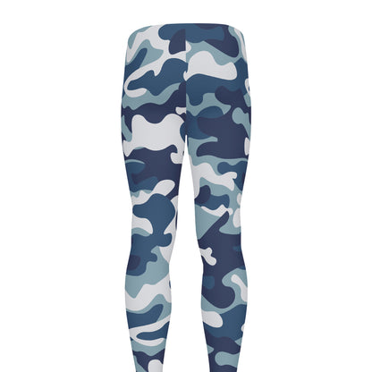 Blue And White Camouflage Print Men's leggings