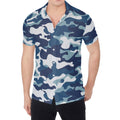 Blue And White Camouflage Print Men's Shirt