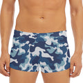 Blue And White Camouflage Print Men's Short Boxer Briefs