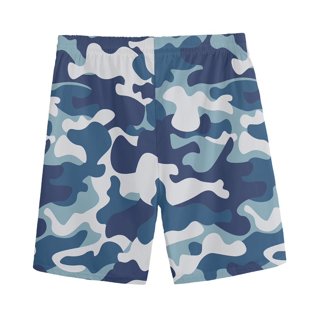 Blue And White Camouflage Print Men's Sports Shorts