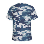 Blue And White Camouflage Print Men's Sports T-Shirt