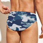 Blue And White Camouflage Print Men's Swim Briefs