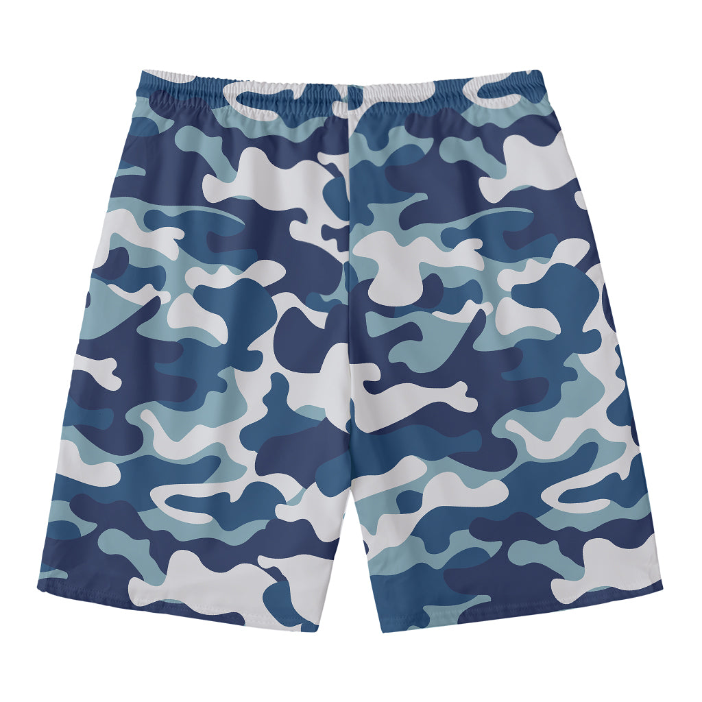 Blue And White Camouflage Print Men's Swim Trunks