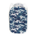 Blue And White Camouflage Print Mesh Laundry Hamper