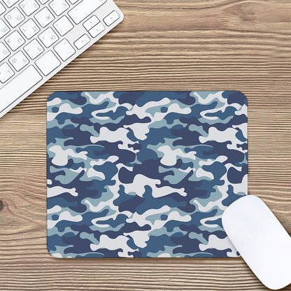 Blue And White Camouflage Print Mouse Pad