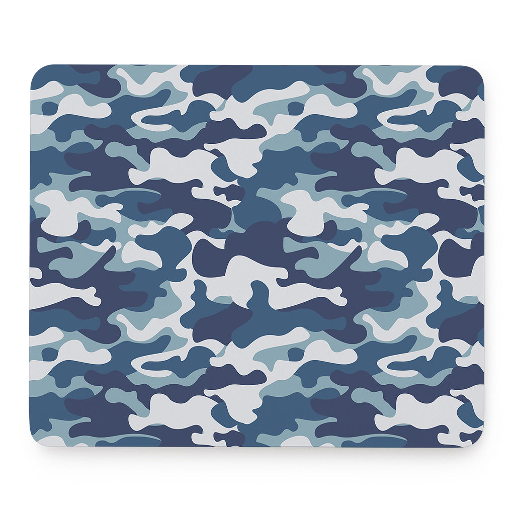 Blue And White Camouflage Print Mouse Pad