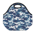 Blue And White Camouflage Print Neoprene Lunch Bag