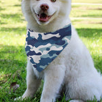 Blue And White Camouflage Print Over The Collar Dog Bandana