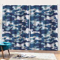 Blue And White Camouflage Print Pencil Pleat Curtains
