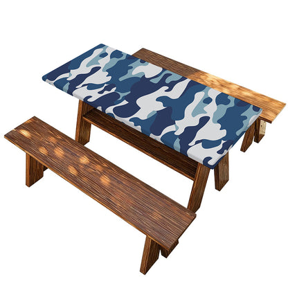 Blue And White Camouflage Print Picnic Table Cover