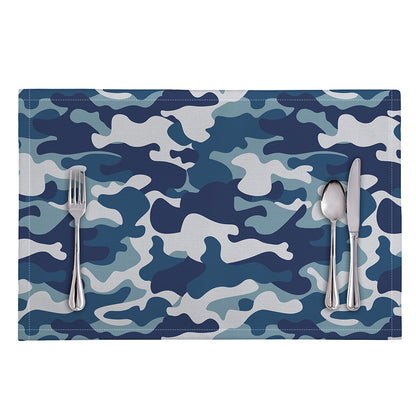 Blue And White Camouflage Print Placemat