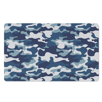 Blue And White Camouflage Print Polyester Doormat
