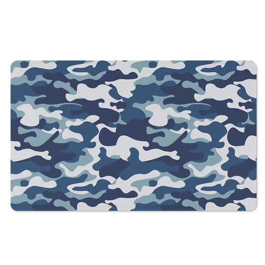 Blue And White Camouflage Print Polyester Doormat