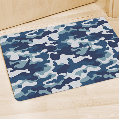 Blue And White Camouflage Print Polyester Doormat