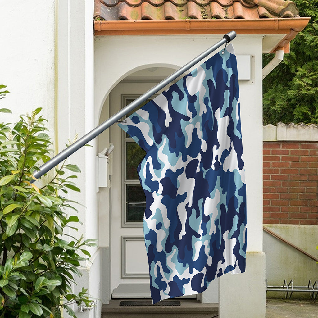 Blue And White Camouflage Print Polyester Flag