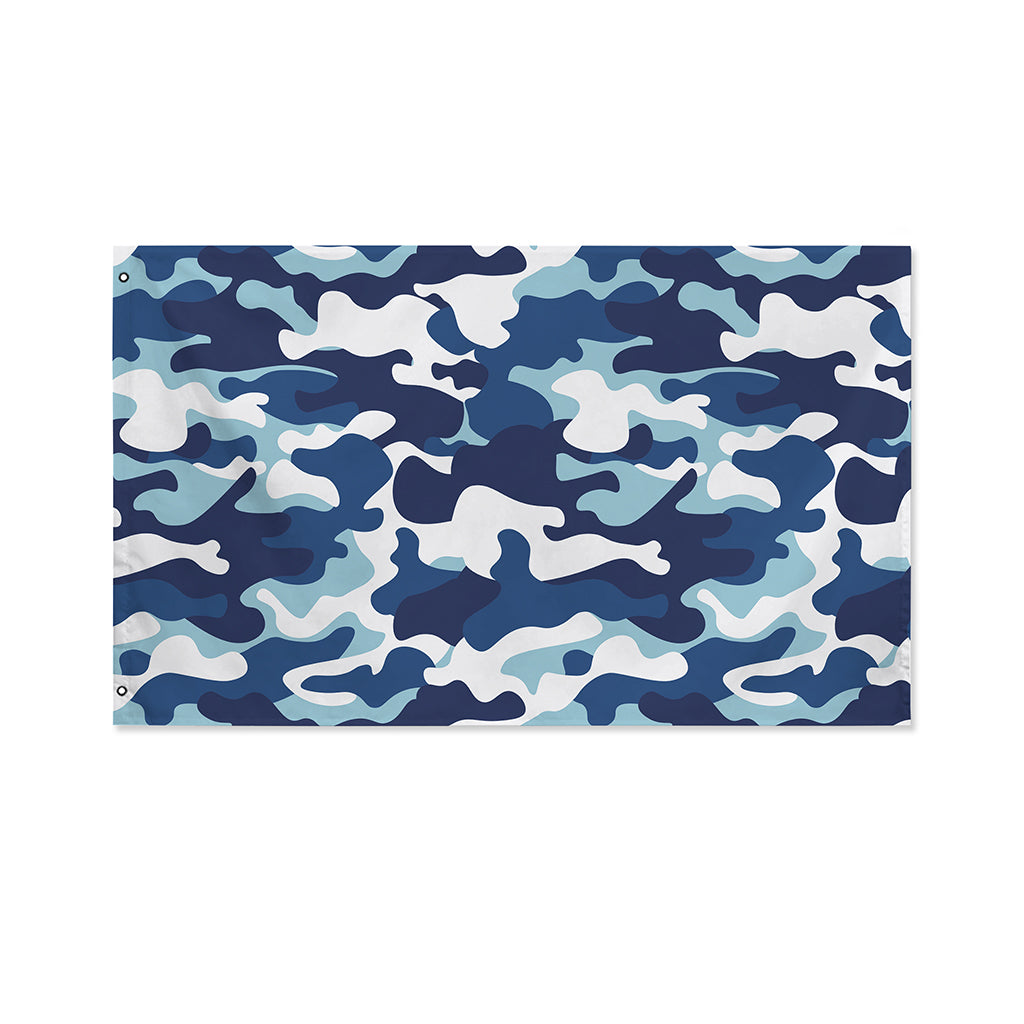 Blue And White Camouflage Print Polyester Flag
