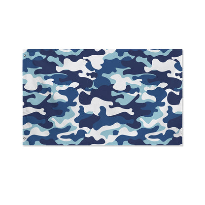 Blue And White Camouflage Print Polyester Flag