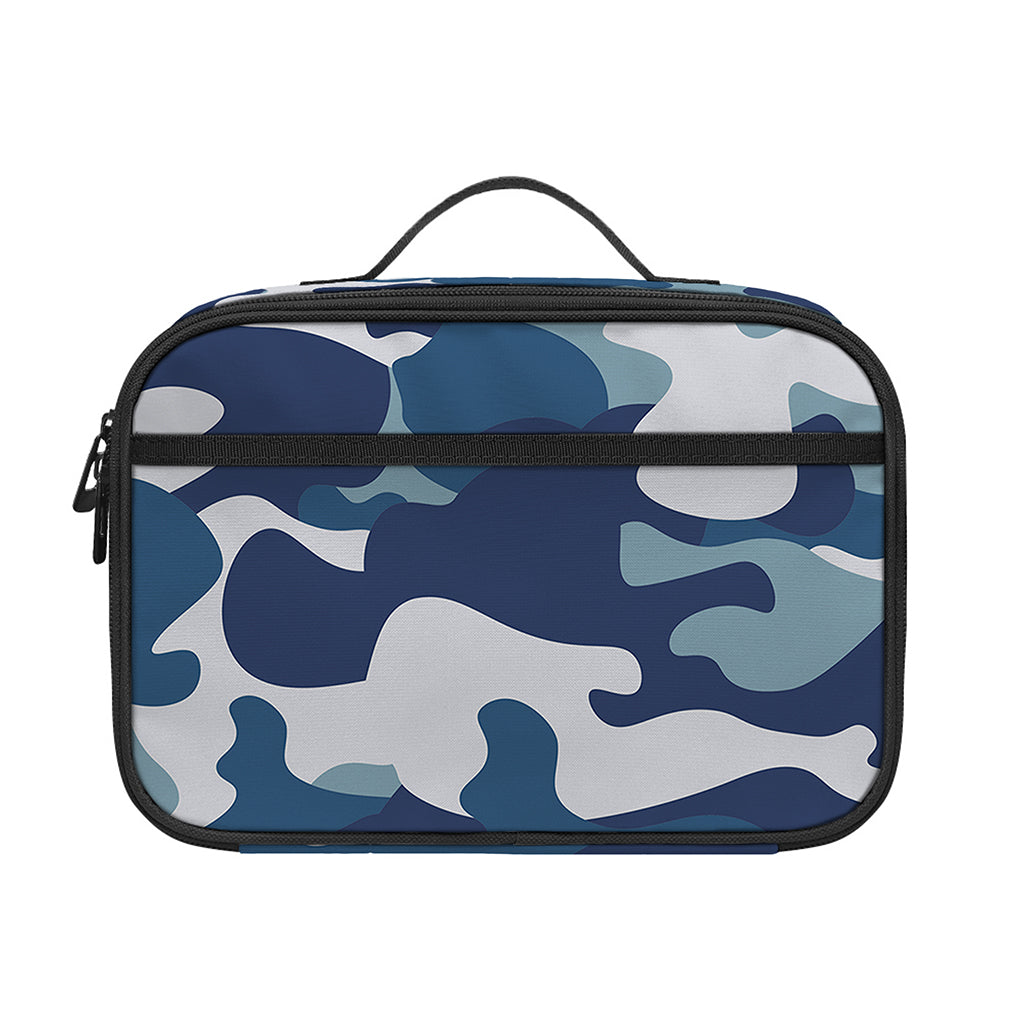 Blue And White Camouflage Print Portable Lunch Bag