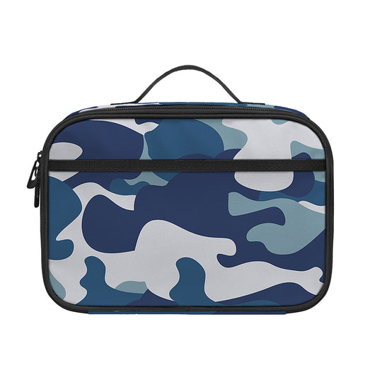 Blue And White Camouflage Print Portable Lunch Bag